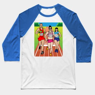 Jogging Marathon Runners And Train Baseball T-Shirt